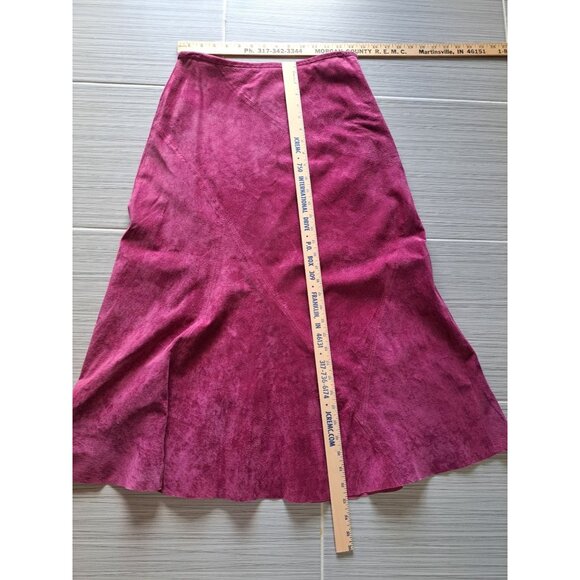 Nancy Bolen City Girl Womens Suede A-Line Skirt Size 8 Med Cranberry Burgundy - Picture 4 of 7